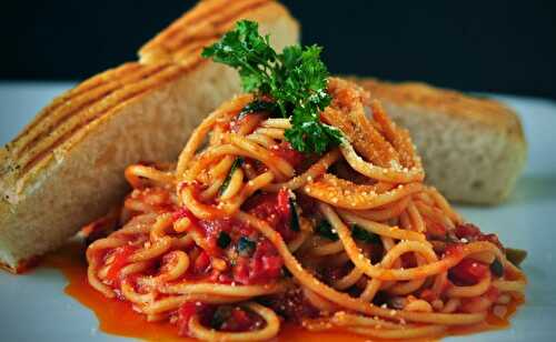 Mediterranean Salsa in Spaghetti