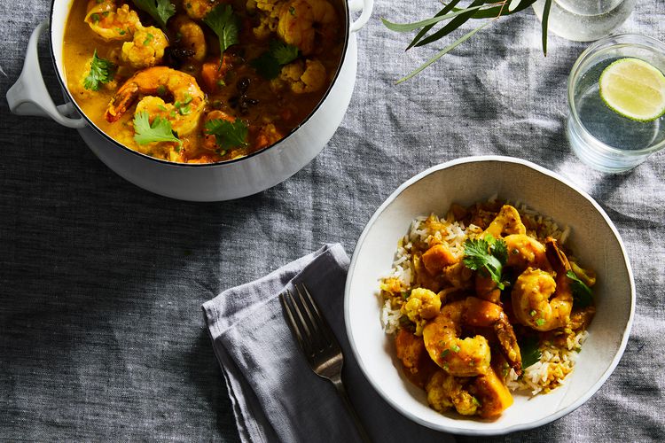Prawns and Cauliflower in Coconut Milk