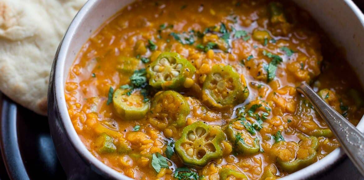 Okra with Green Mango and Lentils