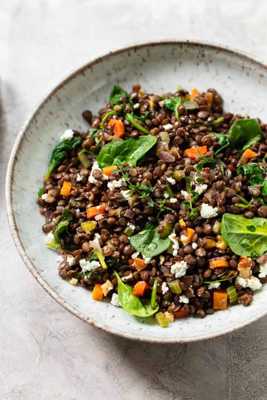 Warm Red Lentil Salad with Goat Cheese
