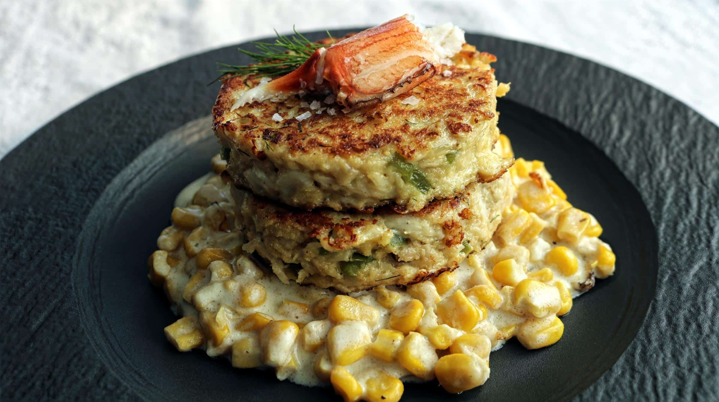 Crab Cakes with Corn Puree