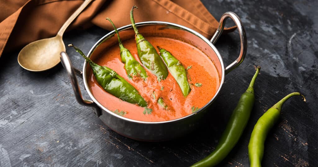 Hyderabadi Mirchi Ka Salan (Hyderabad Green Chilli Curry)