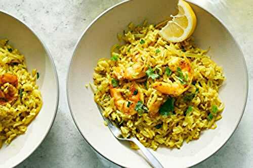 Prawn Pulao with Brinjals