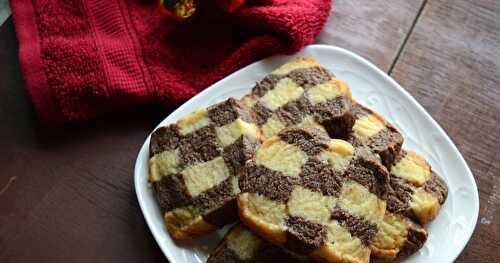 Eggless Checker Board Cookies | Step by Step Pictures
