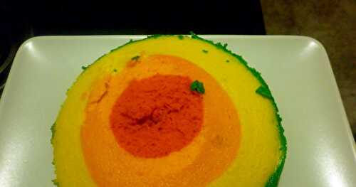 Eggless Multicolor-Rainbow Cake-Microwaved