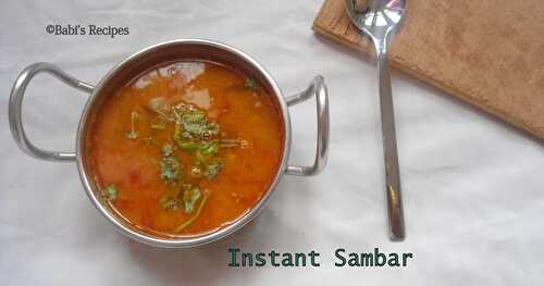 Instant Sambar | 10 minutes/ No Dal Sambar | Side dish for Idli / Dosai