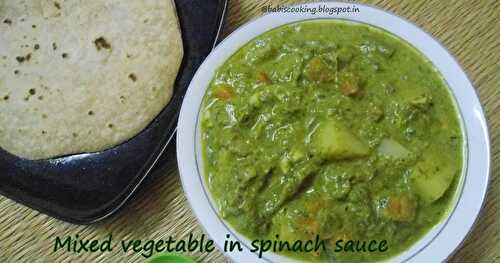 Mixed Vegetable in Spinach sauce  | Side dish for Chappati/Roti