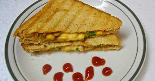 Sweet Corn Capsicum sandwich | Easy Lunch Box Ideas