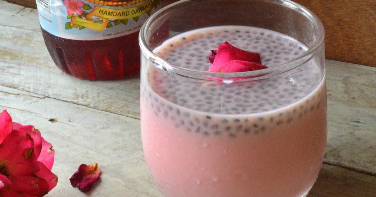 Rosemilk with sabja seeds | Roohafaza with sweet basil seeds | Summer drink