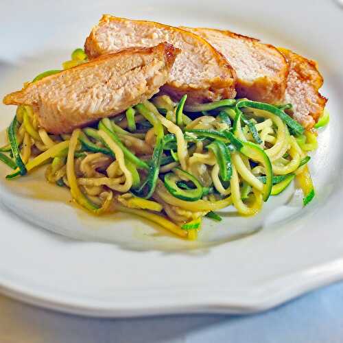 Zoodles With Ginger Sesame Teriyaki Smoked Chicken Breasts