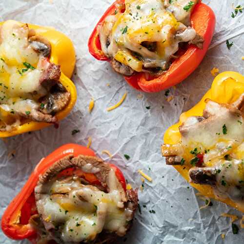 Prime Rib Philly Cheesesteak Stuffed Peppers