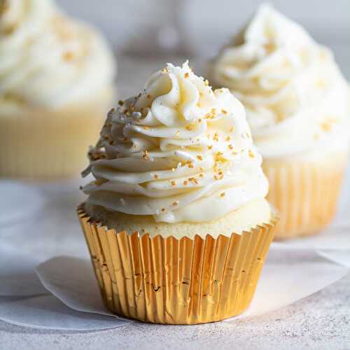 Vanilla Bean Cupcakes (Topped with Vanilla Bean Buttercream Frosting!)