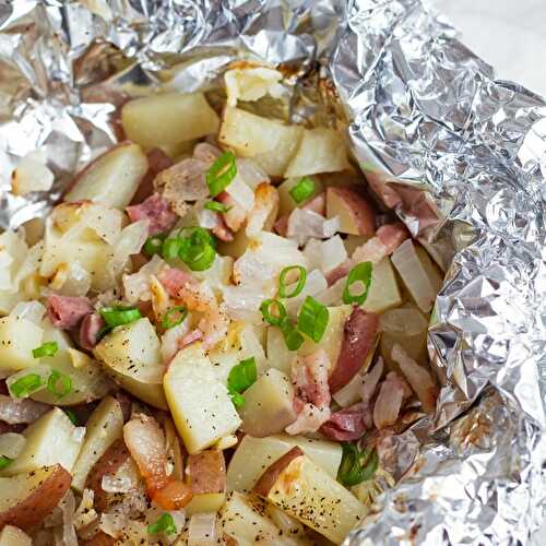 Foil Packet Baked Red Potatoes With Bacon and Onion