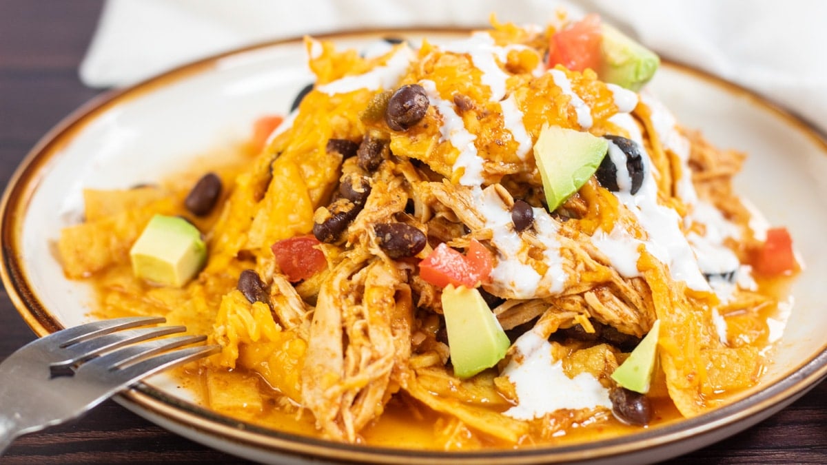 Crockpot Chicken Enchilada Casserole