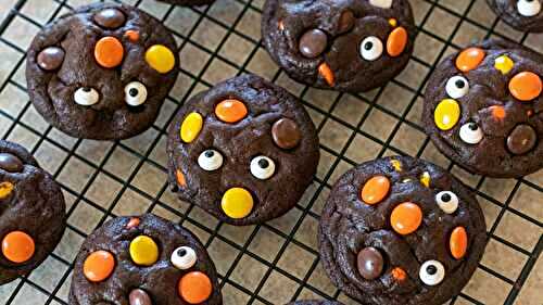 Chocolate Reese's Pieces Halloween Cookies