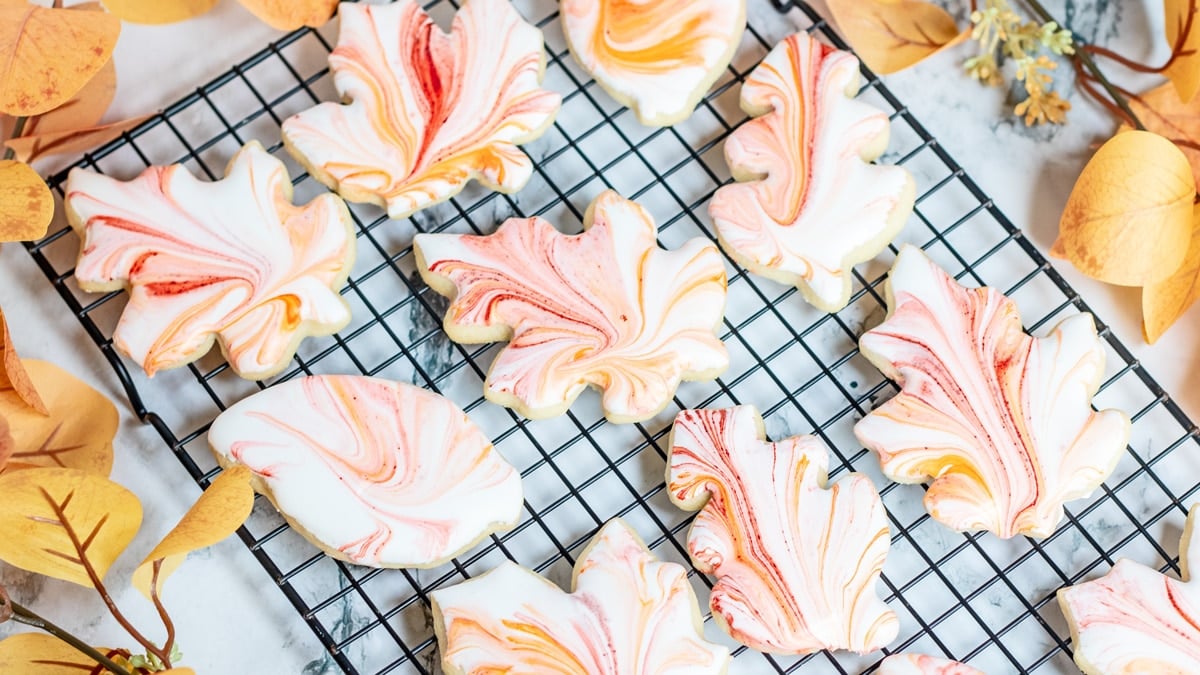 Tie Dye Fall Leaves Sugar Cookies