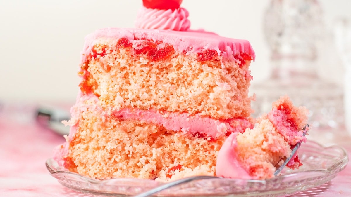 Maraschino Cherry Cake with Cherry Frosting
