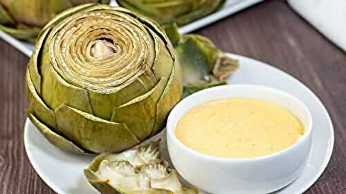 Steamed Artichokes with Cheese Sauce