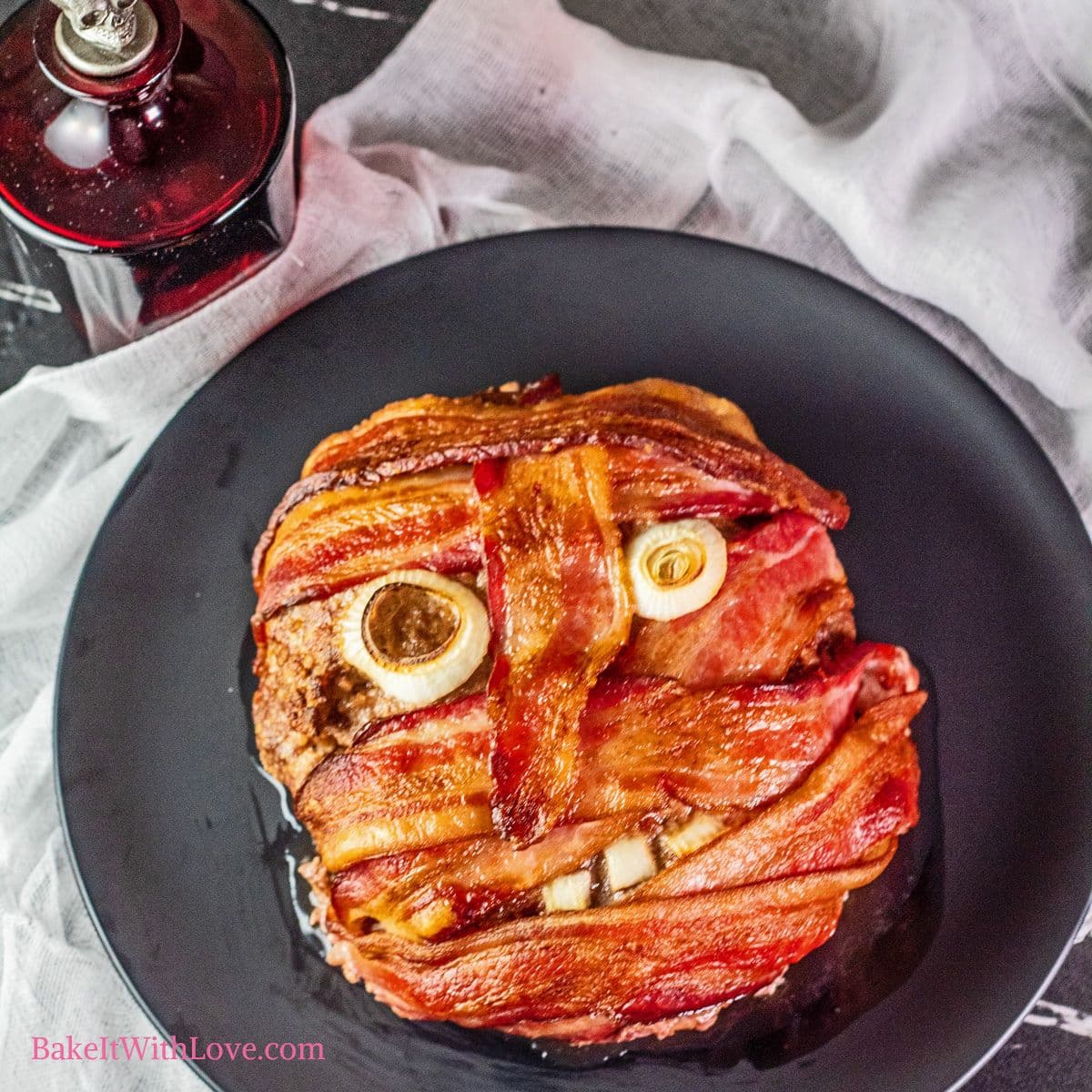 Halloween Mummy Meatloaf with Bacon