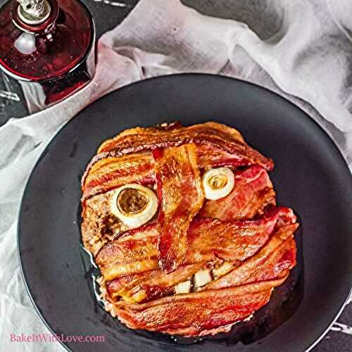 Halloween Mummy Meatloaf with Bacon