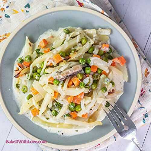 Sardine Gratin with Peas & Carrots