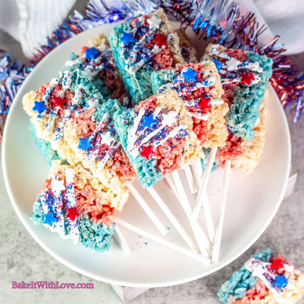 Red, White, and Blue Rice Krispies Treats