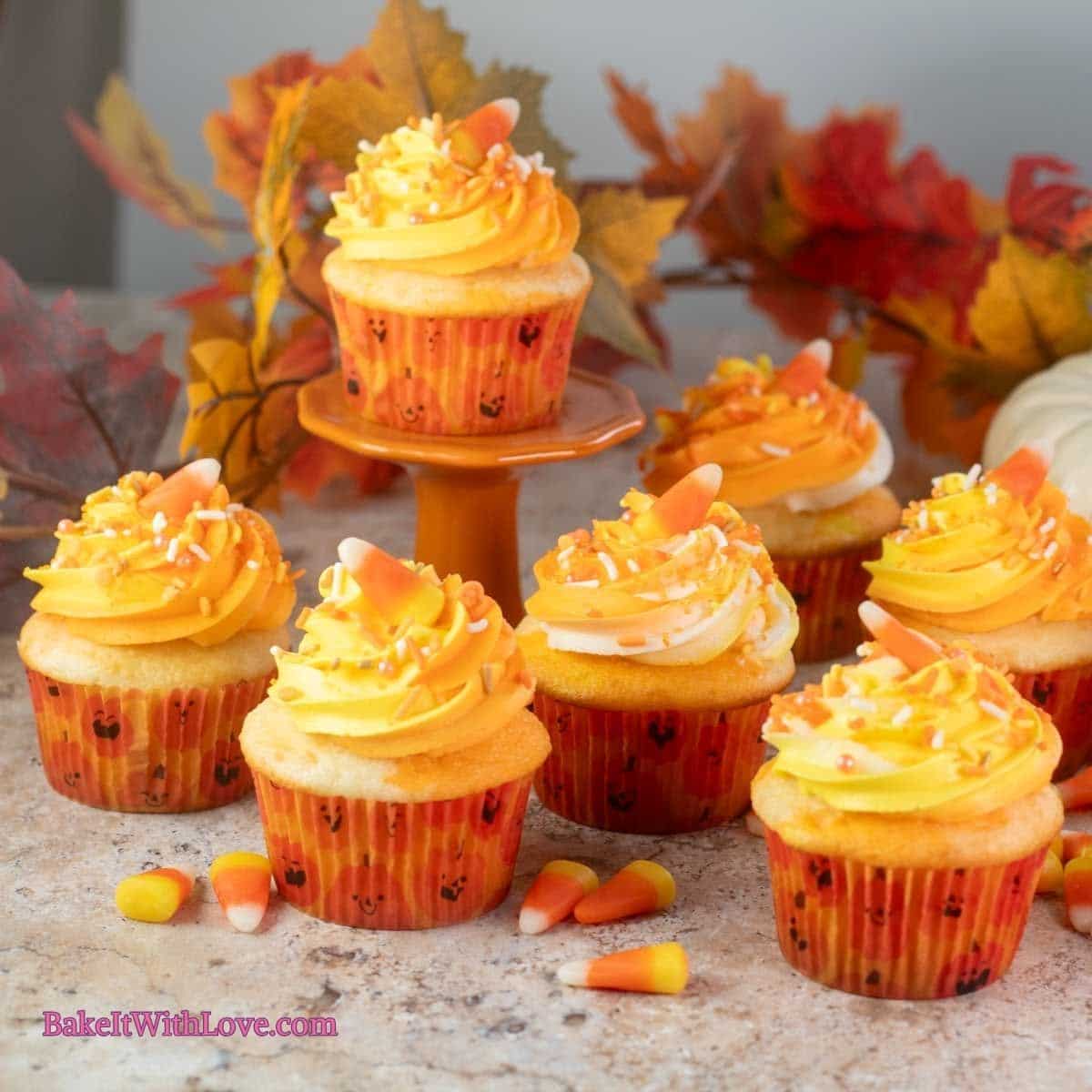 Layered Candy Corn Cupcakes