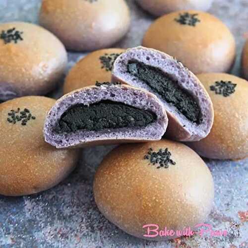 Butterfly Pea Flower Sourdough Buns with Sesame Filling