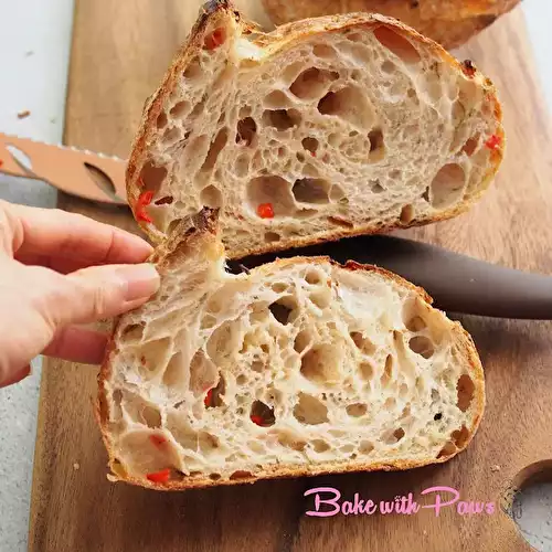 Roasted Peppers and Basil  Sourdough Bread