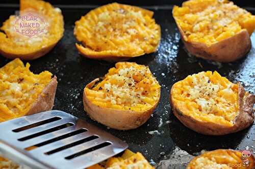 Garlic Butter Smashed Sweet Potatoes