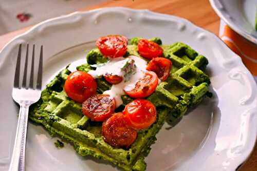 Spinach savory waffle [vegan+gluten free] - Bimorah