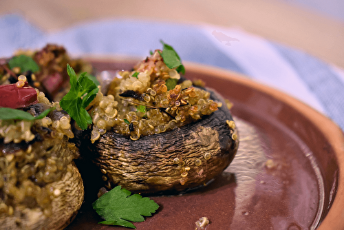 Stuffed Mushrooms with Quinoa and Vegetables [vegan+gluten-free] - Bimorah