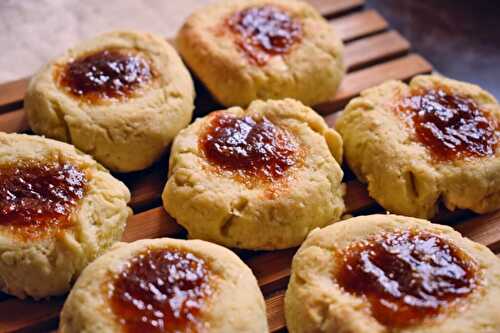 Tahini Thumbprint Cookies with Apricot Jam [vegan] - Bimorah