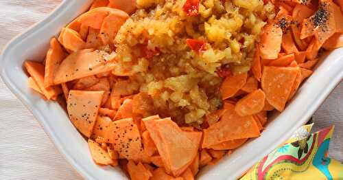 Sweet potato casserole with hot pineapple, ginger relish
