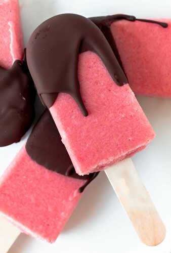 Creamy Watermelon Popsicles with Magic Shell