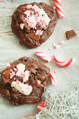 Fudgy Dark Chocolate Peppermint Cookies