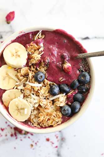 Berry Delicious Superfood Smoothie Bowls with Honey Almond Granola