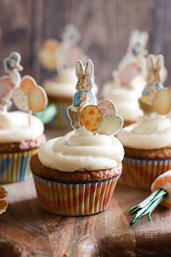 Spring Carrot Cake Cupcakes with Browned Butter Cream Cheese Icing