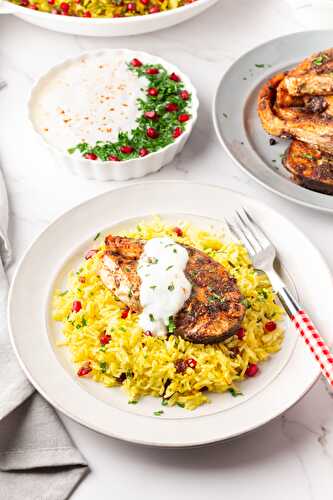 Middle Eastern Saffron Rice with Baked Salmon -
