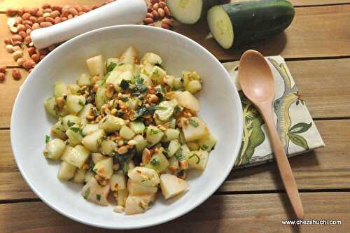 Cucumber potato and peanut salad with lemon dressing for fasting