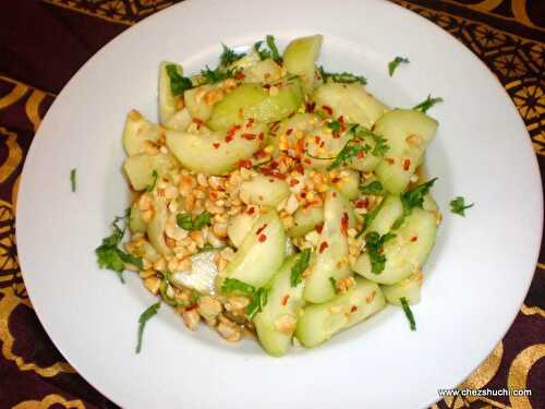 Cucumber salad with roasted peanuts and sweet chili dressing