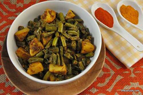 French  beans and potatoes cooked indian style