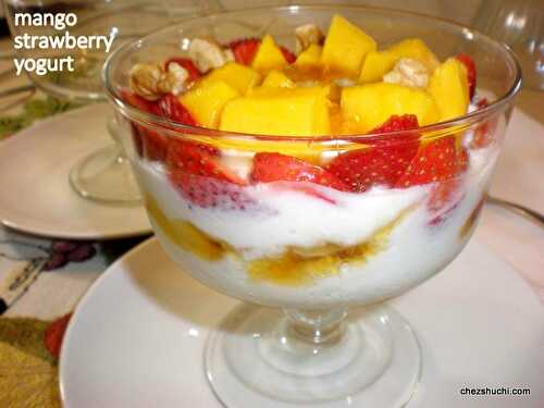 Mango Strawberry Yogurt | Healthy yogurt Dessert