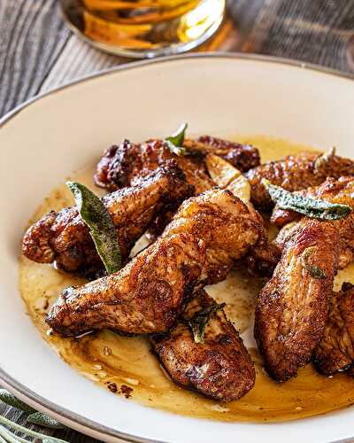 Smoked Chicken Wings with Garlic Sage Butter