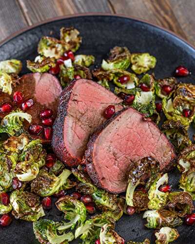 Southwest Beef Tenderloin with Crispy Brussels and Pomegranate