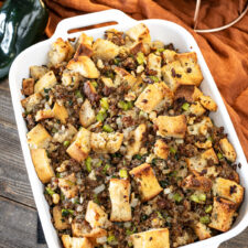 Savory Poblano Sausage Stuffing