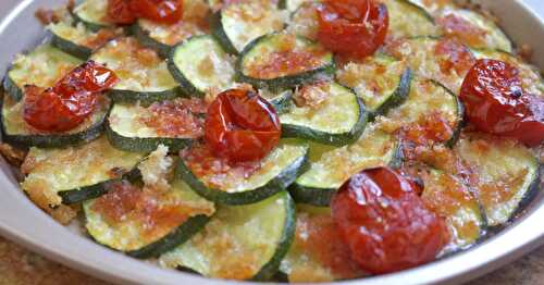 Baked zucchini made Italian style with tomatoes.