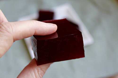 Black currant gelatin cubes