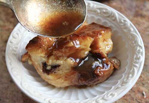 Chocolate (or Raisin) Bread and Butter Pudding with Brown Sugar Whisky Sauce