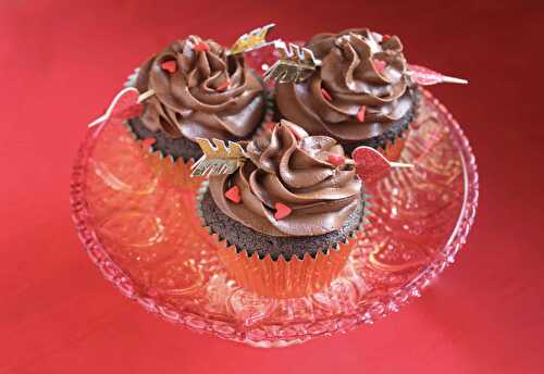 Chocolate Truffle Cupcakes with Mocha Buttercream Frosting for Valentine's Day